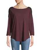 3/4-sleeve Knit Tee W/braided