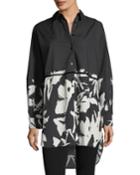 Colorblocked Floral Oversized Poplin