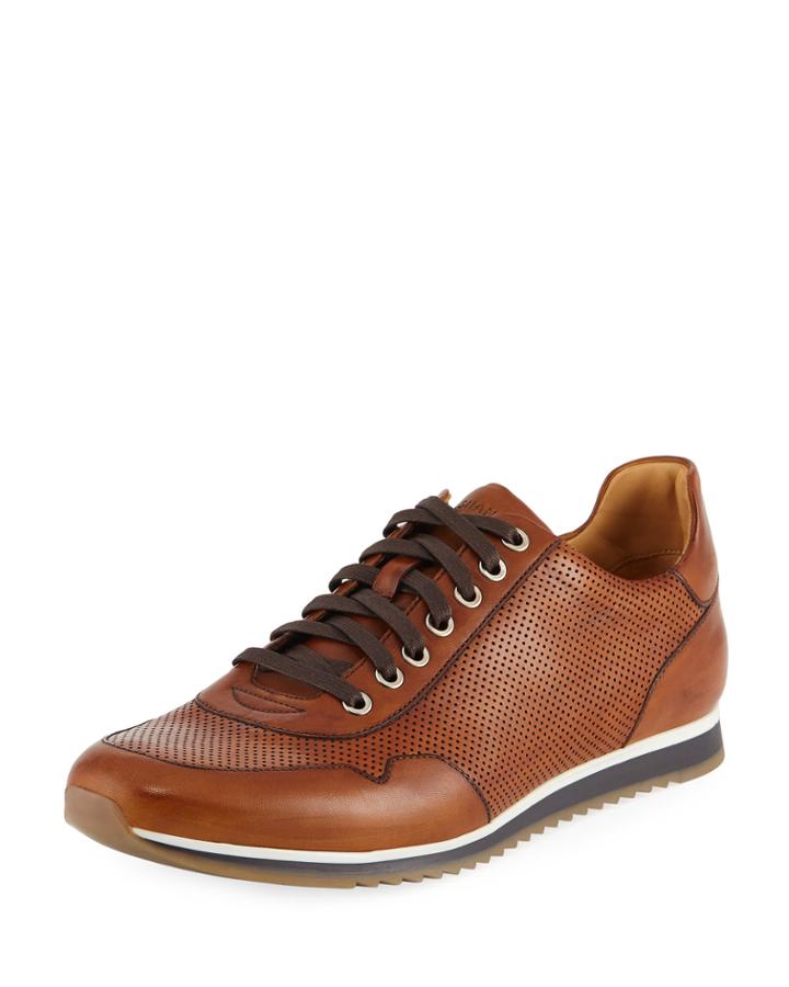 Men's Butero Perforated Lace-up Sneakers, Brown