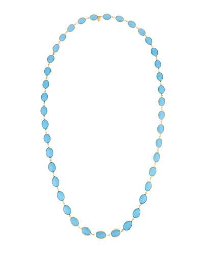 Long Oval Crystal Necklace, Blue