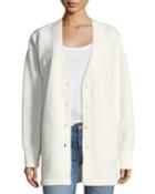 Sherpa Fleece V-neck Button-front Cardigan