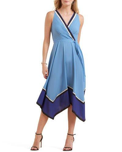 Faux-wrap Asymmetric-hem Dress