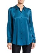 Petite Sandwash Silk Button-front Long-sleeve