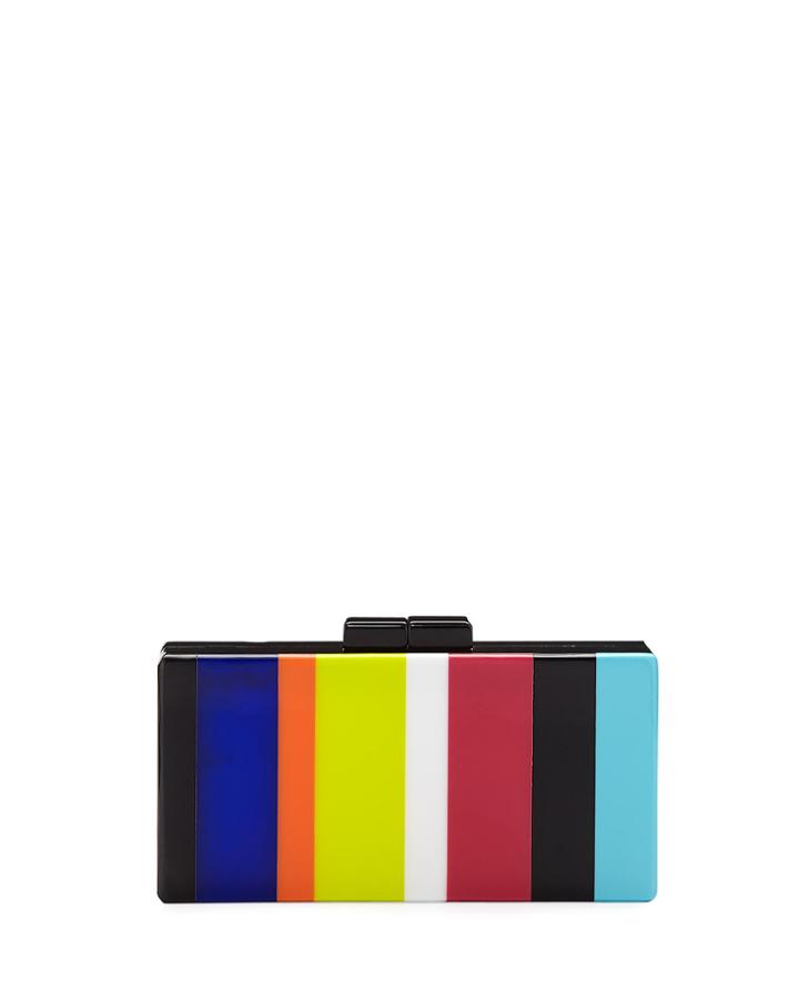 Striped Resin Bright Clutch Bag
