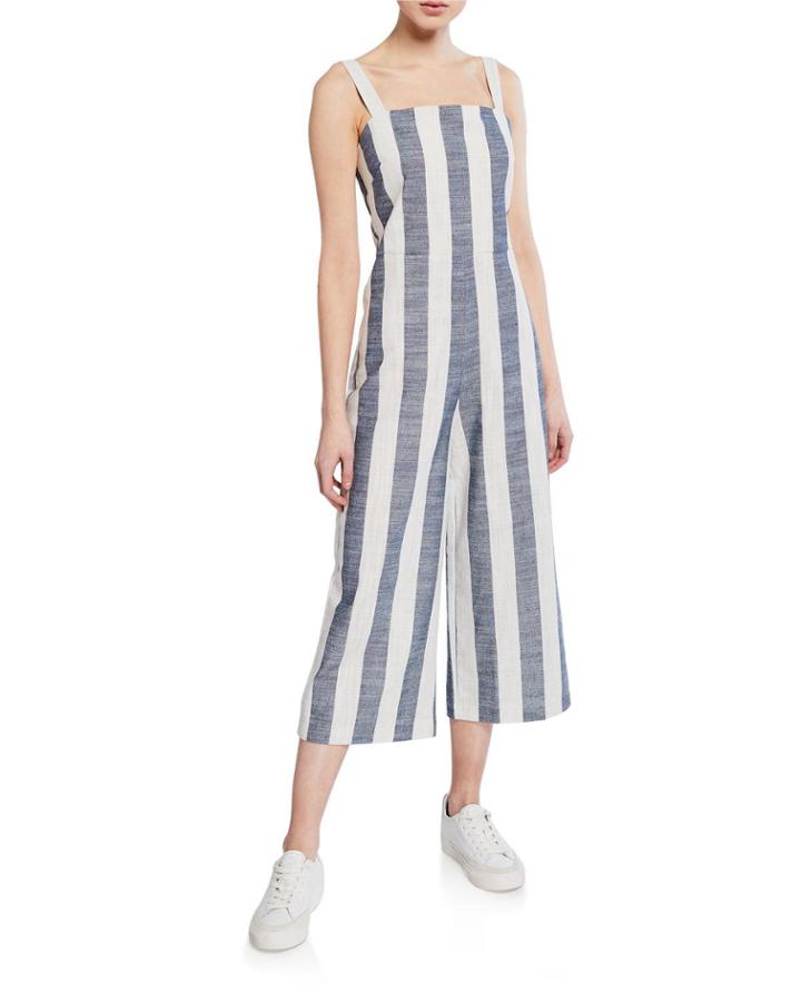 Striped Wide-leg Sleeveless Jumpsuit