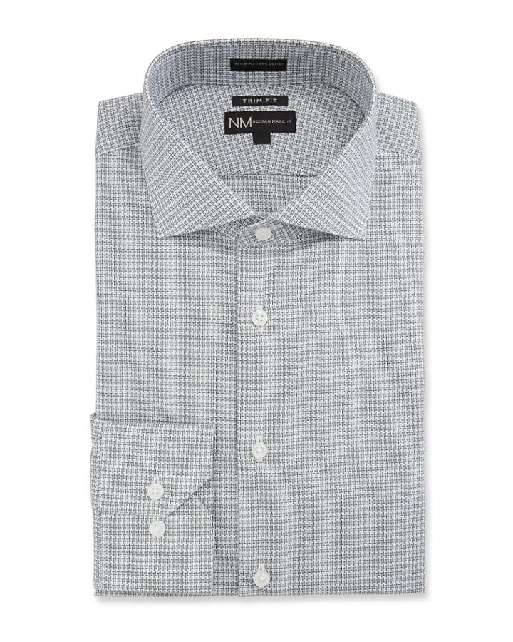Men's Trim-fit Dobby Houndstooth Dress
