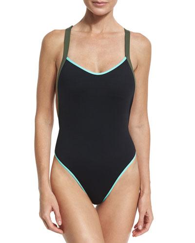 Crisscross-back One-piece Swimsuit, Black