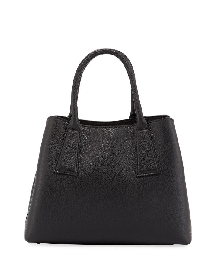 Minimalist Pebbled Leather Satchel Tote Bag