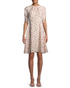Flora Split-neck Tulip-sleeve Dress