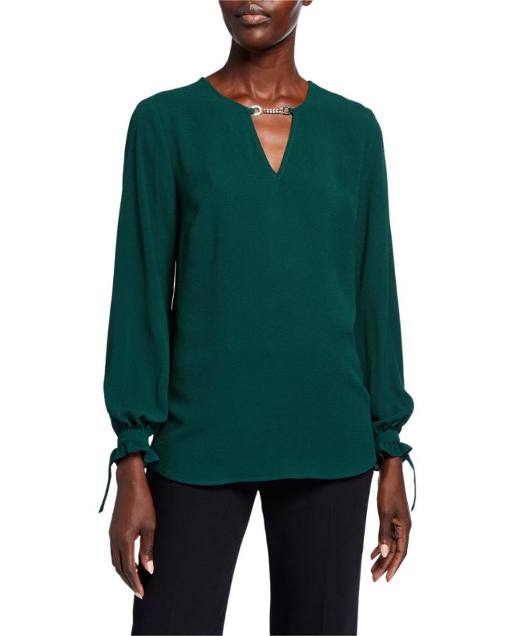 Long-sleeve Mini Chain Blouse