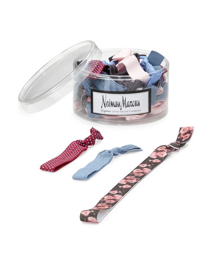Neiman Marcus Floral 35-piece Hair-tie & Headband Set,