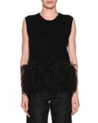 Scoop-neck Wool Feather Tank