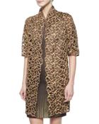 Metallic Trapezoid Lace Coat, Caramel Gold