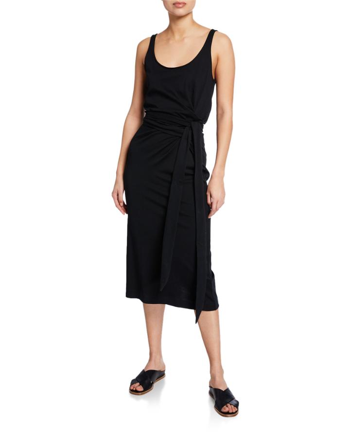 Scoop-neck Sleeveless Wrap Dress