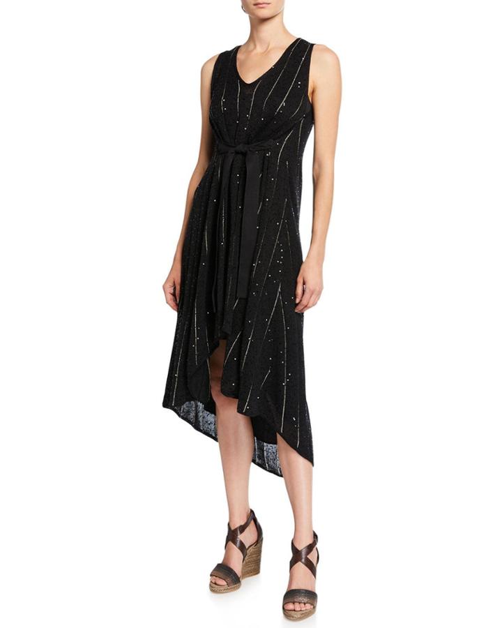 Stripe Sequin High-low Dress