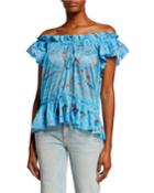 Tutti Off-the-shoulder Printed Ruffle Top