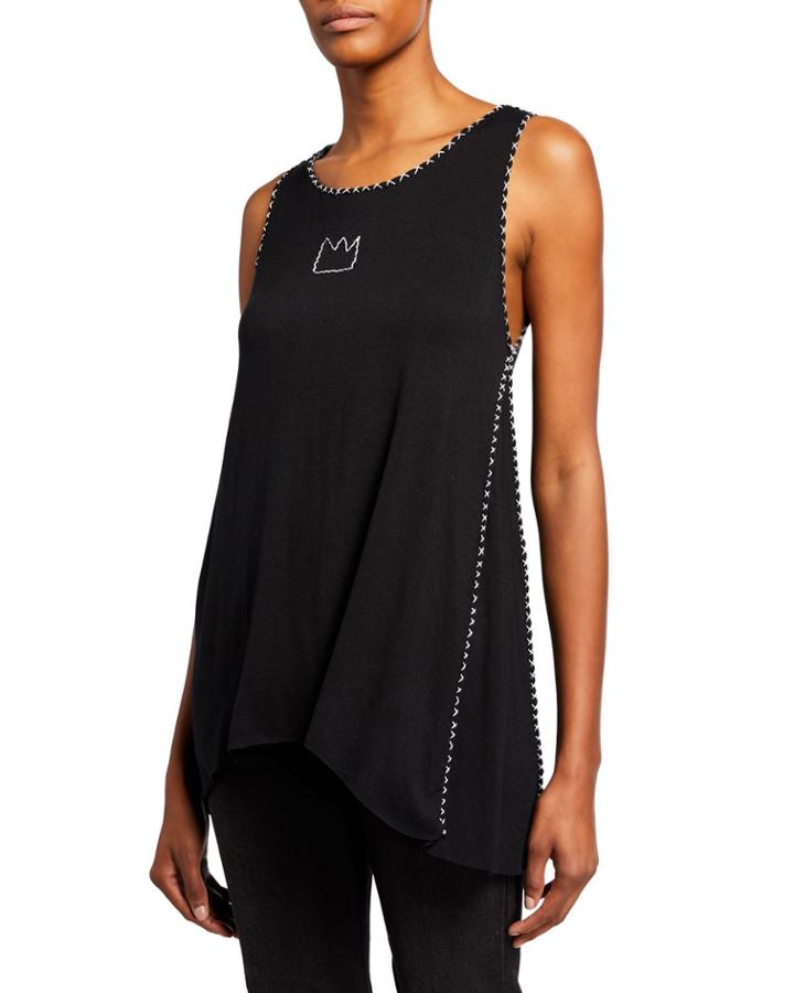Stitch-trim Pleated A-line Tank