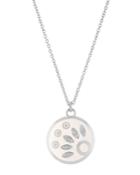 18k White Gold Enamel & Diamond Pendant Necklace, White