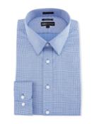 Men's Trim-fit Regular-finish Dobby Textured Check Dress