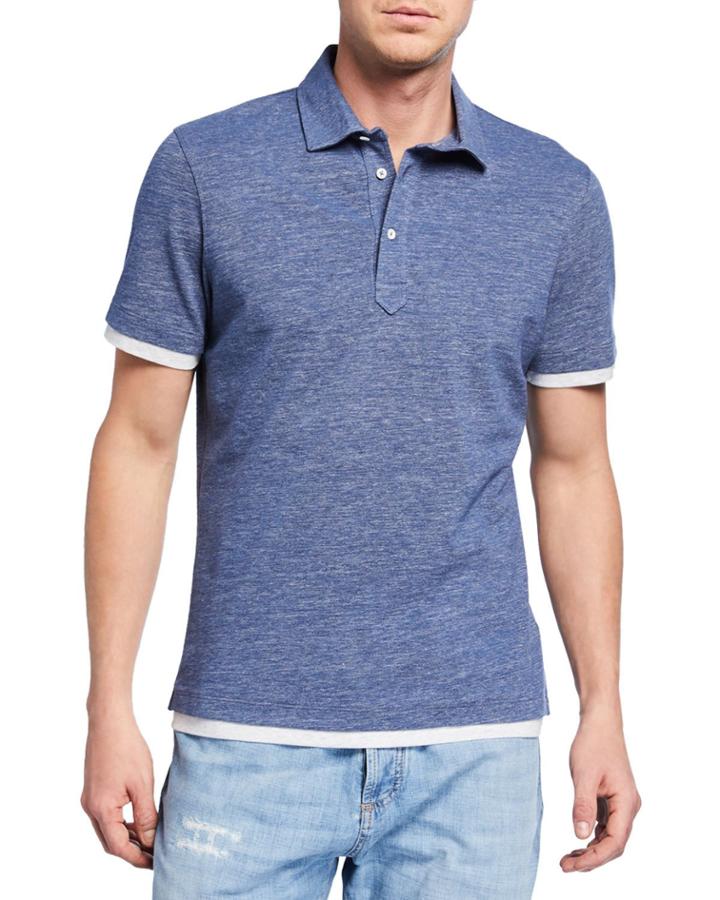 Men's Overlapping Cotton Slim Polo