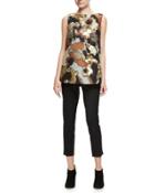 Toni Sleeveless Graphic-print Blouse, Cider