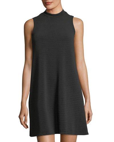 Textured Knit Sleeveless Trapeze Dress