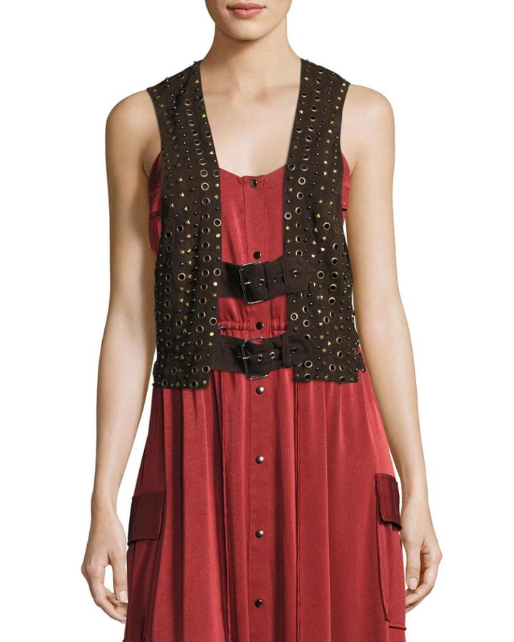 Studded Suede Vest W/ Grommets