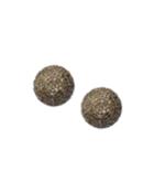 Black Silver Stud Earrings With Champagne Diamonds