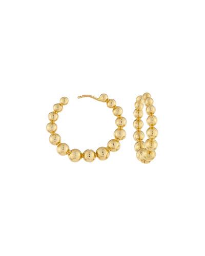 18k Yellow Golden Bubbles Medium Hoop Earrings