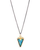 Old World Triangular Pendant Necklace W/ Mixed Gemstones