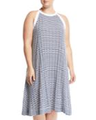 Chevron Striped Halter Midi Dress,