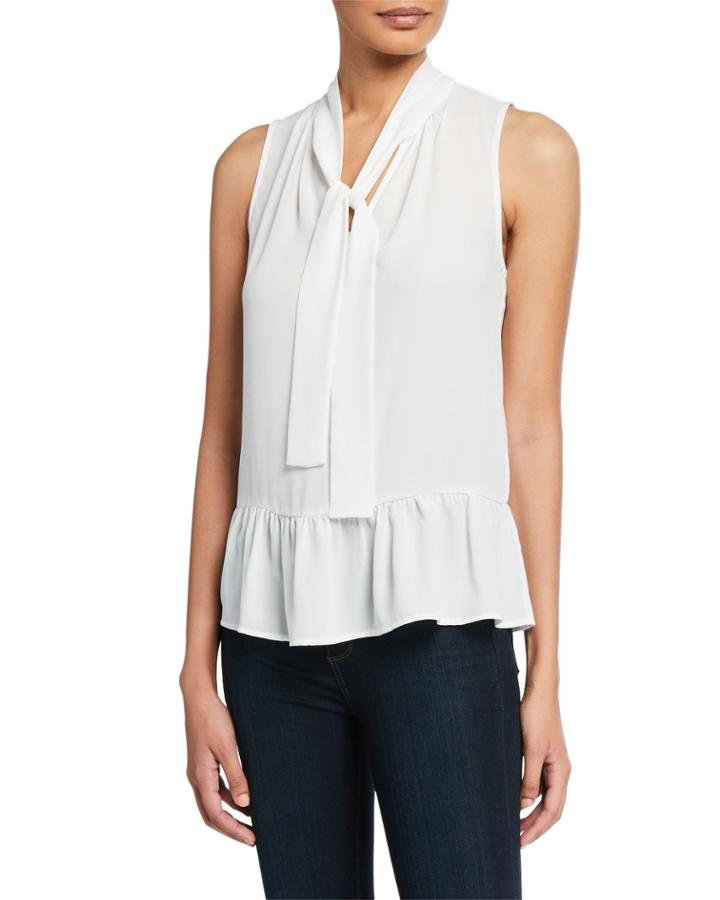 Georgette Tie-neck Sleeveless Blouse