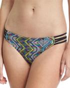 Strappy-side Reversible Swim Bottom, Black Pattern