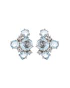 14k Diamond & Topaz Cluster Stud Earrings, Blue