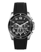 Large Stainless Steel Chronograph Watch W/ Silicone Strap,