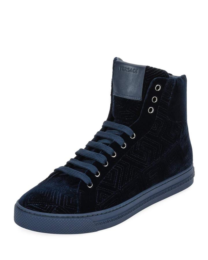 Men's Greca Velvet High-top