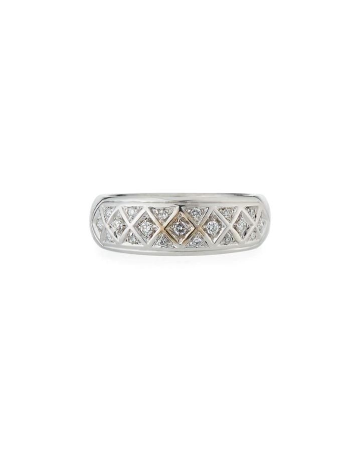 18k White Gold Geometric Diamond Ring,