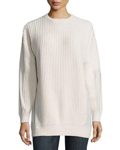 Silk-panel Waffle-knit