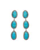 Turquoise & Diamond Triple Drop Earrings