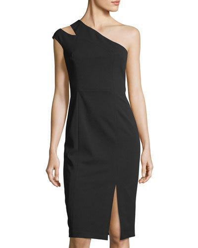 One-shoulder Crepe-scuba Dress