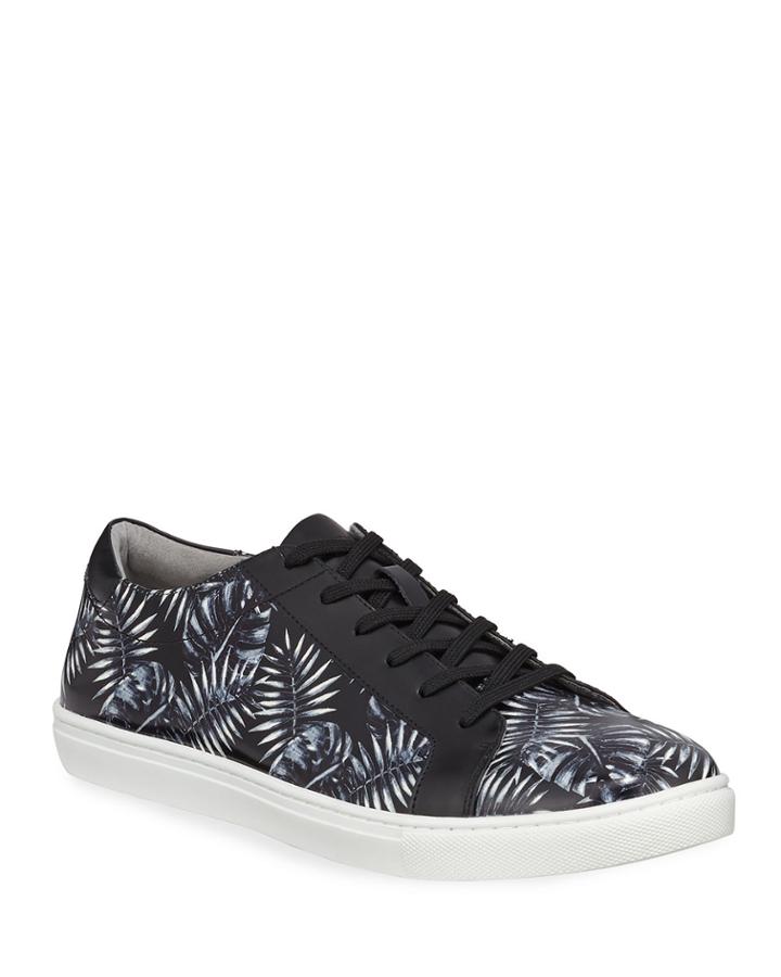 Men's Kam Leaf-print Leather