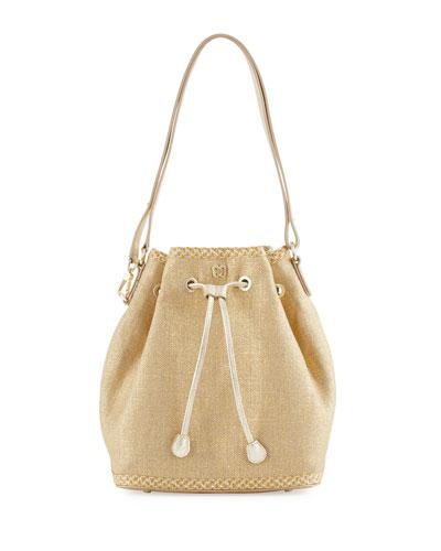 Ava Metallic Bucket Bag, Gold