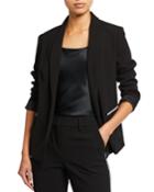 Shawl Collar Kiss-front Jacket With Piping