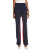 Bicolor Straight-leg Wool Pants