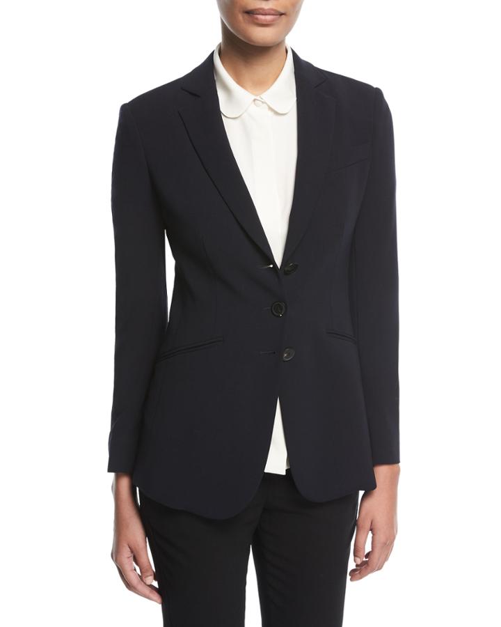 Notched-lapels 3-button Tailored Wool Blazer