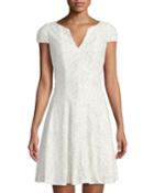 V-neck Cap-sleeve Corded
