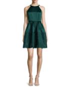 Fit-&-flare Halter Dress, Deep Jade