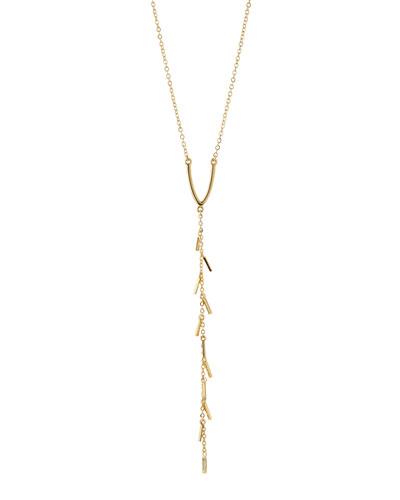 12k Gold-plated Bar Fringe Y-drop Necklace