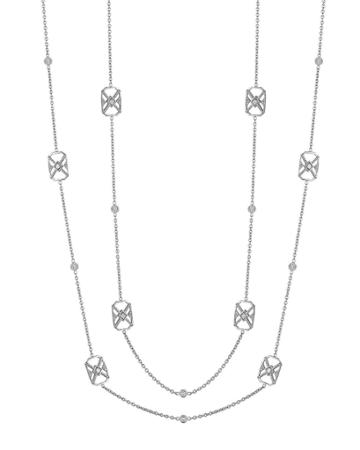 18k White Gold Diamond Deco Station Necklace