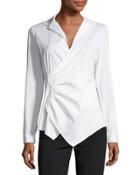 Odetta Long-sleeve Surplice-neck Blouse